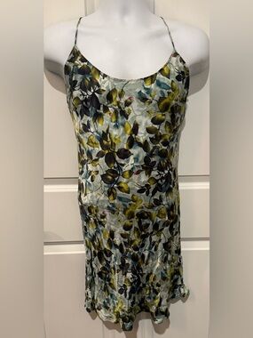 Victoria's Secret Olive & Blue Floral Silk Chemise